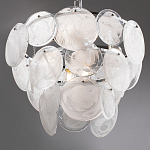 Люстра из белых стеклянных дисков на серебрянном каркасе White Glowing Reflectors варинант исполнения - 7 | Loft Concept в Волгограде