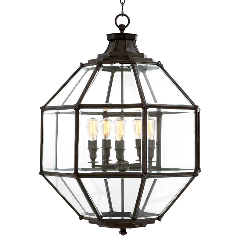 Люстра Lantern Owen Bronze L Темная бронза Прозрачный (Transparent) в Волгограде | Loft Concept 