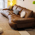 Диван кожаный с каркасом из массива дерева Medieval Furniture варинант исполнения - 4 | Loft Concept в Волгограде