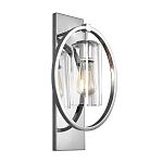 Бра цвета хром с круглой рамой и цилиндрическим прозрачным стеклянным плафоном на прямоугольном основании Feiss варинант исполнения - 1 | Loft Concept в Волгограде