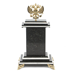 Часы настольные бронзовые с Гербом России из натурального камня Змевик Stone Clock варинант исполнения - 3 | Loft Concept в Волгограде