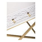 Приставной столик с выдвижным ящиком  White Table Carved Pattern варинант исполнения - 5 | Loft Concept в Волгограде