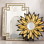 Зеркало-солнце в раме золотого и черного цвета Rays of Peace варинант исполнения - 3 | Loft Concept в Волгограде