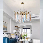 Люстра на подвесе с каркасом из металла и цветными подвесками из стекла Droplet Chandelier варинант исполнения - 1 | Loft Concept в Волгограде