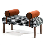 Банкетка Banquette PIED DE POULE Orange с принтом гусиная лапка Оранжевые валики варинант исполнения - 3 | Loft Concept в Волгограде