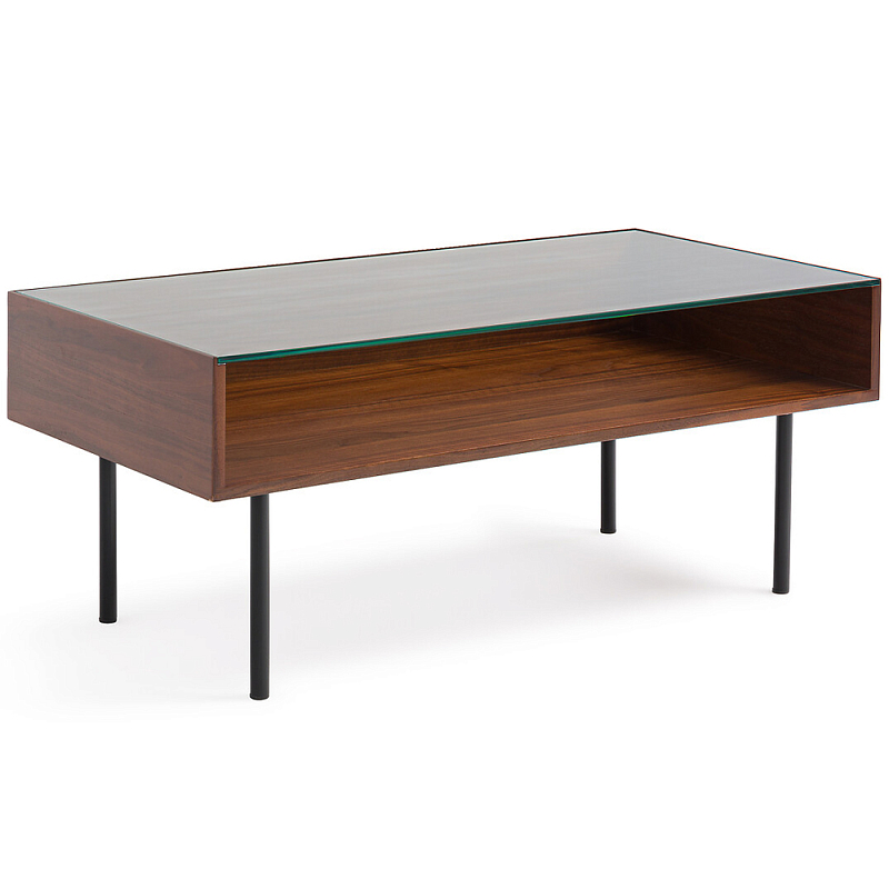 Журнальный стол с витриной Alard Coffee Table Орех Черный Прозрачное Стекло Журнальный стол с витриной Alard Coffee Table Орех Черный Прозрачное Стекло в Волгограде | Loft Concept