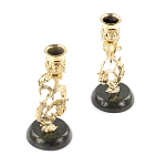 Подсвечники бронзовые на подставке из натурального камня нефрит Stone Candlestick варинант исполнения - 2 | Loft Concept в Волгограде