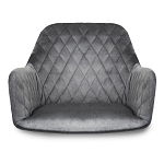 Барный стул со спинкой и подлокотниками на 4-х деревянных ножках Douglas Rhombus Серый Велюр варинант исполнения - 3 | Loft Concept в Волгограде