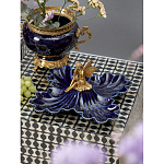 Менажница темно-синяя фарфоровая с бронзовой фигуркой ангела Eden Garden варинант исполнения - 2 | Loft Concept в Волгограде