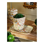 Кашпо с растительным и животным орнаментом на бронзовых ножках Turquoise Blooming Garden варинант исполнения - 8 | Loft Concept в Волгограде