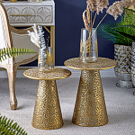 Журнальный столик с конусообразной основой и текстурной поверхностью золотого цвет Ethnic Metal варинант исполнения - 5 | Loft Concept в Волгограде
