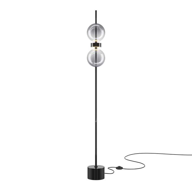 Напольный торшер светодионый Double Moon 3000К 15Вт Дымчатый (Smoke) Черный в Волгограде | Loft Concept 