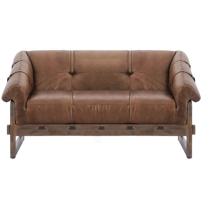 Двухместный диван Duncan винтажная коричневая кожа Коричневый винтаж в Волгограде | Loft Concept 