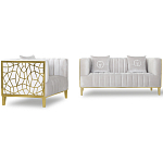 Кресло велюровое серое с фактурным каркасом золотистого цвета Best Traits варинант исполнения - 1 | Loft Concept в Волгограде