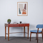 Стол письменный из массива бука с 2-мя ящиками красный Wenge Light варинант исполнения - 5 | Loft Concept в Волгограде