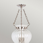 Подвесной светильник цвета никель с прозрачным ребристым стеклянным плафоном в классическом стиле Elstead Lighting варинант исполнения - 3 | Loft Concept в Волгограде