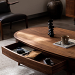 Кофейный стол овальный из дерева с 2-мя ящиками Coffee Walnut Table варинант исполнения - 7 | Loft Concept в Волгограде