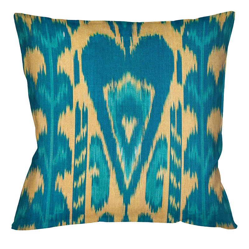 Подушка декоративная бирюзовое сердце Ikat Pattern Бирюзовый Бежевый Подушка декоративная бирюзовое сердце Ikat Pattern Бирюзовый Бежевый в Волгограде | Loft Concept