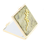 Зеркало двухстороннее квадратное из натурального камня Змеевик с декоративной вставкой в виде ящерицы Gold Stone Mirrors варинант исполнения - 1 | Loft Concept в Волгограде