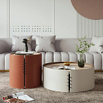 Круглый кофейный стол Baxter Leather Coffee Table варинант исполнения - 2 | Loft Concept в Волгограде