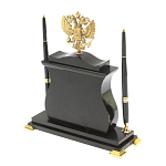 Часы настольные с Гербом России и 2-мя шариковыми ручками в комплекте Stone Clock варинант исполнения - 7 | Loft Concept в Волгограде