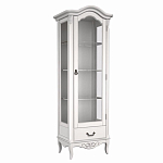 Витрина белая однодверная из массива бука с 4-мя полками и ящиком White Provence варинант исполнения - 1 | Loft Concept в Волгограде