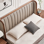 Кровать двуспальная с мягким изголовьем Moon Walnut Bed варинант исполнения - 5 | Loft Concept в Волгограде