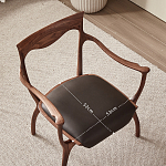 Стул деревянный с мягким сиденьем из коричневой натуральной кожи Moon Walnut Furniture варинант исполнения - 10 | Loft Concept в Волгограде