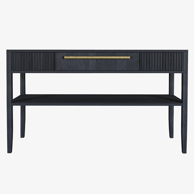 Дизайнерская Консоль с полкой и ящиком Primo Черный дуб Черный Золотой в Волгограде | Loft Concept 