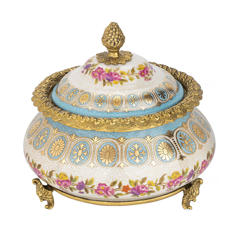 Шкатулка фарфоровая с цветочной росписью Eden Garden Бронза Мульти в Волгограде | Loft Concept 