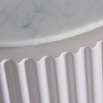 Тумбочка белая овальная с мраморной столешницей Thoroughbass варинант исполнения - 3 | Loft Concept в Волгограде