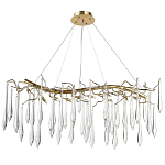 Линейная люстра с хрустальными подвесками в виде капель Droplet Crystal Gold Linear Chandelier 12 варинант исполнения - 1 | Loft Concept в Волгограде