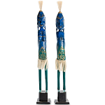 Комплект из 2-х деревянных статуэток Asmat Statuettes Blue Green варинант исполнения - 1 | Loft Concept в Волгограде