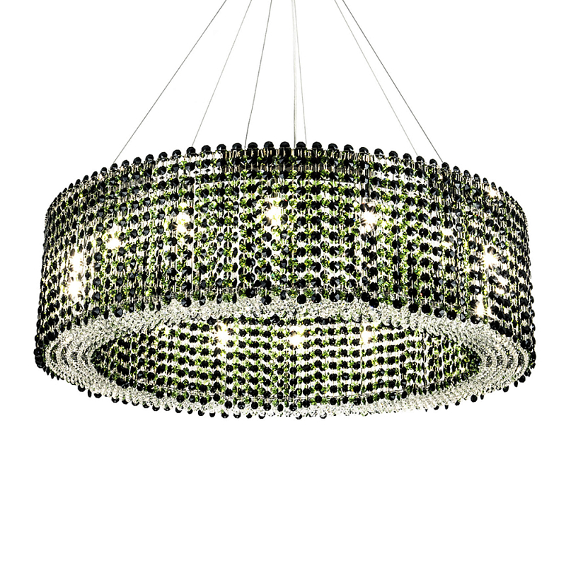 Круглая люстра с хрустальными подвесками Crystal Art Chrome Green Chandelier 12 Хром Зеленый Черный в Волгограде | Loft Concept 