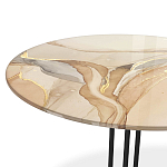 Стол журнальный круглый с бежевой столешницей из стекла Beige Marble варинант исполнения - 3 | Loft Concept в Волгограде