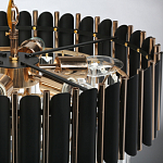 Люстра из черного металла с многоярусными подвесками из прозрачного хрусталя на золотой цепи Empire Black Chandelier Crystal варинант исполнения - 11 | Loft Concept в Волгограде