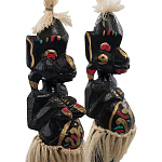 Комплект из 2-х деревянных статуэток Asmat Straw Headdress Statuettes Multicolor варинант исполнения - 5 | Loft Concept в Волгограде