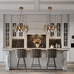 Люстра подвесная круглая с овальными подвесками из стекла дымчатого цвета Harlow Crystal Round варинант исполнения - 6 | Loft Concept в Волгограде