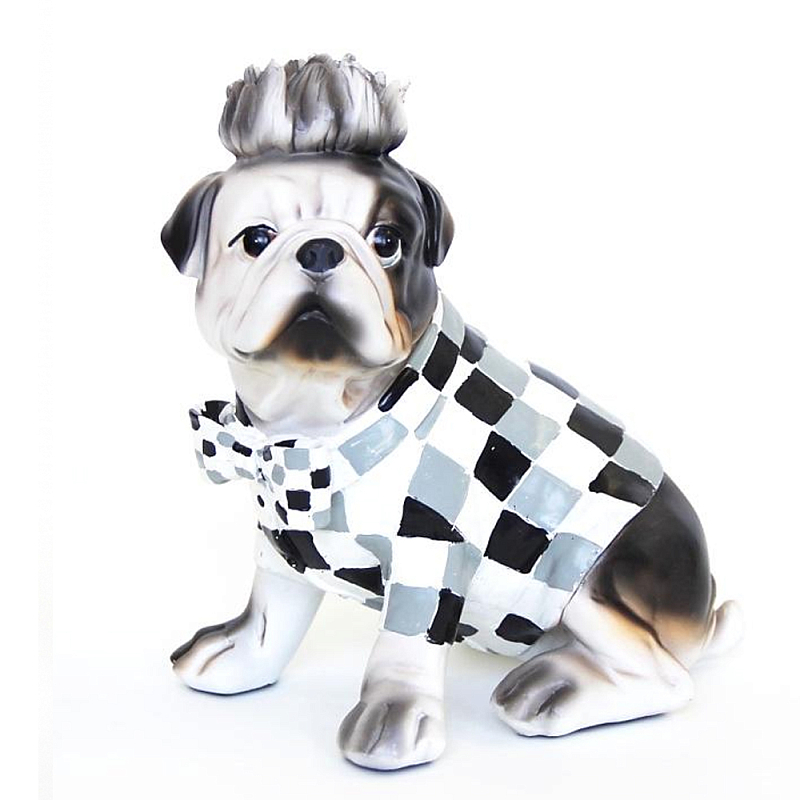 Статуэтка собака в клетчатой куртке Fashionable Dogs Cell Серый Белый Голубой Статуэтка собака в клетчатой куртке Fashionable Dogs Cell Серый Белый Голубой в Волгограде | Loft Concept