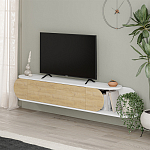 ТВ-тумба подвесная белая с полкой и откидной дверцей цвета древесины TONE TV STAND WHITE варинант исполнения - 2 | Loft Concept в Волгограде
