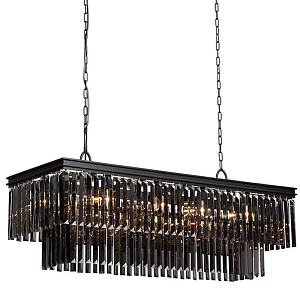 Люстра Odeon Gray glass Rectangular Chandelier Black iron стекло Смок длина 120