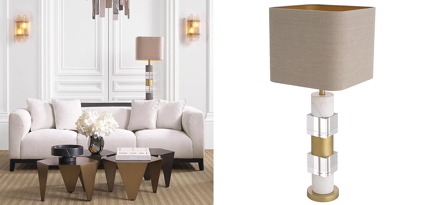Настольная лампа Eichholtz Table Lamp Cullingham White Marble Настольная лампа Eichholtz Table Lamp Cullingham White Marble - Loft-Concept в Волгограде
