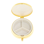 Таблетница карманная круглая с 3-мя отделениями с зеркалом и накладкой из натурального камня Соколиный глаз Gold Stone Pillboxes варинант исполнения - 3 | Loft Concept в Волгограде
