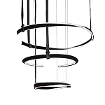 Люстра подвесная с 3-мя кольцами из кожаных ремней черного цвета Half Ring Horizontal  варинант исполнения - 1 | Loft Concept в Волгограде