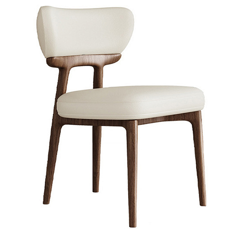 Стулс с каркасом и ножками из древесины и кожаным сиденьем и спинкой Venice Черный Бежевый в Волгограде | Loft Concept 