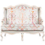 Двухместный диван из массива бука серый с растительным орнаментом Raffael Blue Grey Sofa варинант исполнения - 1 | Loft Concept в Волгограде