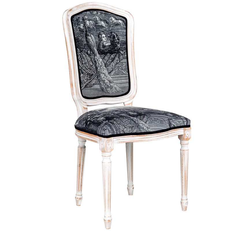 Стул Versailles Stool Черно-белый Белый винтажная патина Стул Versailles Stool Черно-белый Белый винтажная патина в Волгограде | Loft Concept