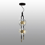 Подвесной светильник с 2-мя прозрачными стеклянными плафонами и золотистыми центральными вставками Virelia  варинант исполнения - 4 | Loft Concept в Волгограде