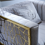 Кресло велюровое серое с фактурным каркасом золотистого цвета Best Traits варинант исполнения - 3 | Loft Concept в Волгограде