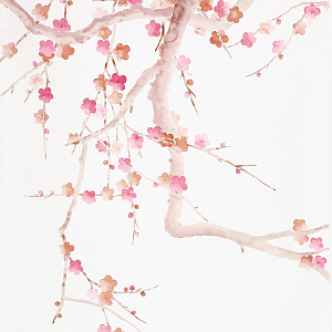 Обои ручная роспись Plum Blossom Bleached on Bleached White dyed silk